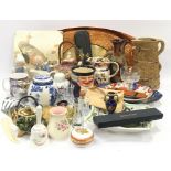 Large collection of mixed china and glassware together with other collectables, brass, copper etc.