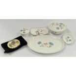 Wedgwood dressing table set together a similar pin dish and a Kigu compact
