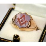 A Masonic 10ct gold 5.0gram ring Size R