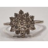 A 925 silver and CZ cluster ring Size N 1/2