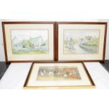 Pair of framed watercolours of local Dorset scenes, one described as Kingston Village - Dorset,