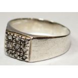 Mens 1970s gemset 925 silver signet ring Size S