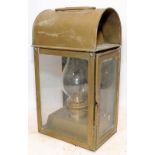 Brass and glass oil carriage lamp