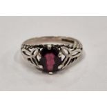 A vintage silver and garnet ring Size N