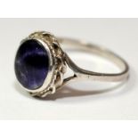 A 925 silver and Charoite ring Size Q