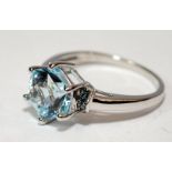 Topaz 9ct white gold ring Size o