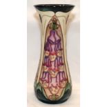 Large Moorcroft Pottery baluster vase in the Foxglove pattern standing 31cms tall