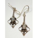 Ornate Moonstone 925 silver drop earrings.