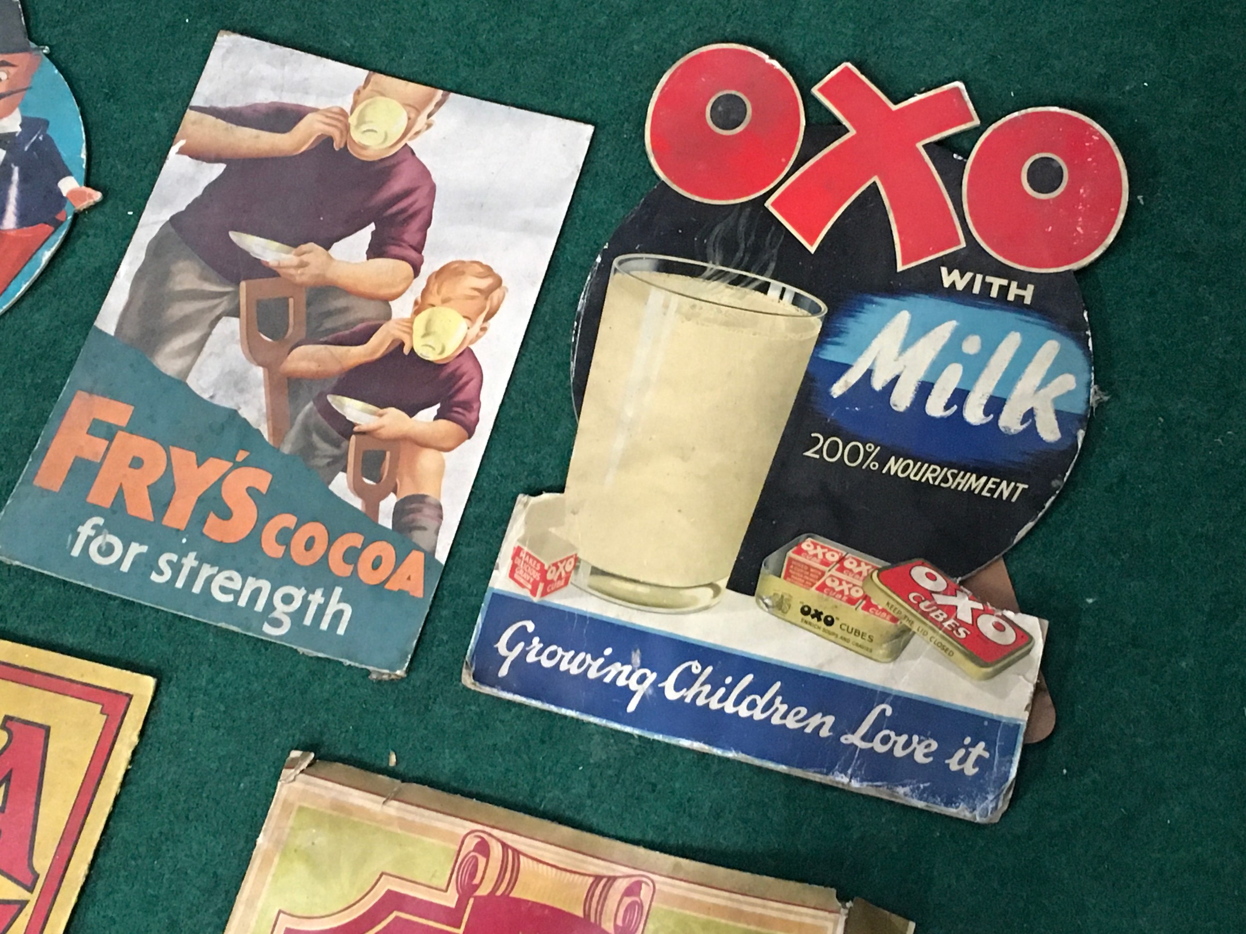Various vintage advertising signs to include OXO, Bisto and Saxa Salt. - Image 2 of 3