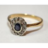 Sapphire/Diamond 9ct gold ring Size u