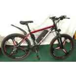 Taoci Wan Lihu red and black electric bike. 9 gears 16" frame size 26" wheel size.