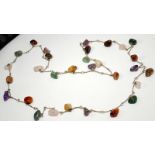 Antique natural agate gemstone/silver flappers necklace.