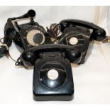 Three vintage black GPO telephones