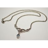 Art Nouveau inspired blue topaz 925 silver necklace.