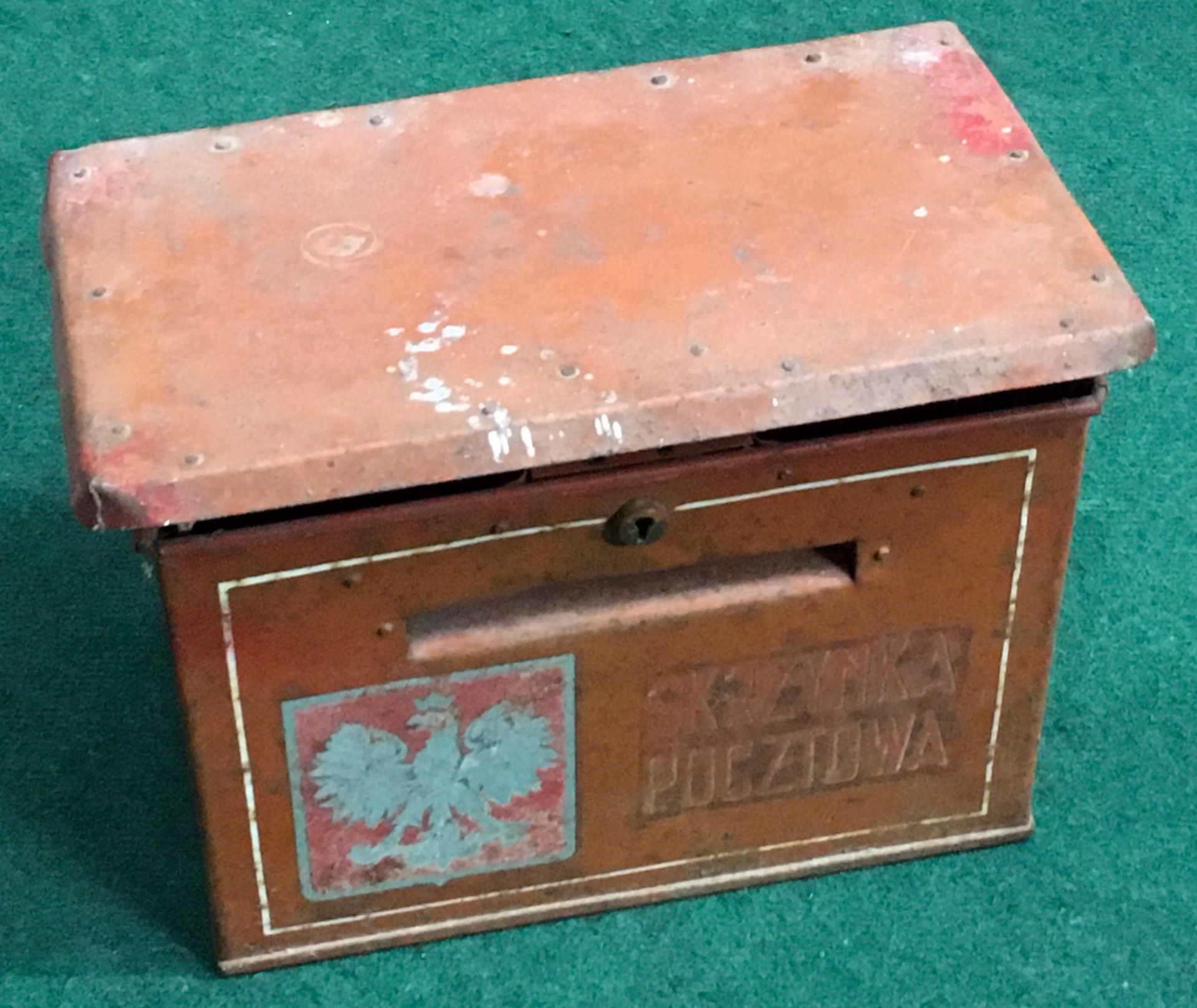 A 1920's antique Polish red letter box.