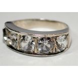 Large rock crystal tested 925 silver ring size P 1/2.