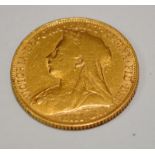 1899 22ct gold Full Sovereign coin (24c)