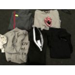 A quantity of men's hooded tops.