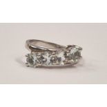 A 925 silver and CZ four stone ring Size P (D7)