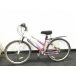 Raleigh glide pink and white in colour, 21 gears, 15" frame and 26" wheels. (40) .