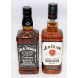 70cl bottle Jim Beam Kentucky Bourbon c/w 70cl Jack Daniels No.7 Tennessee Whiskey