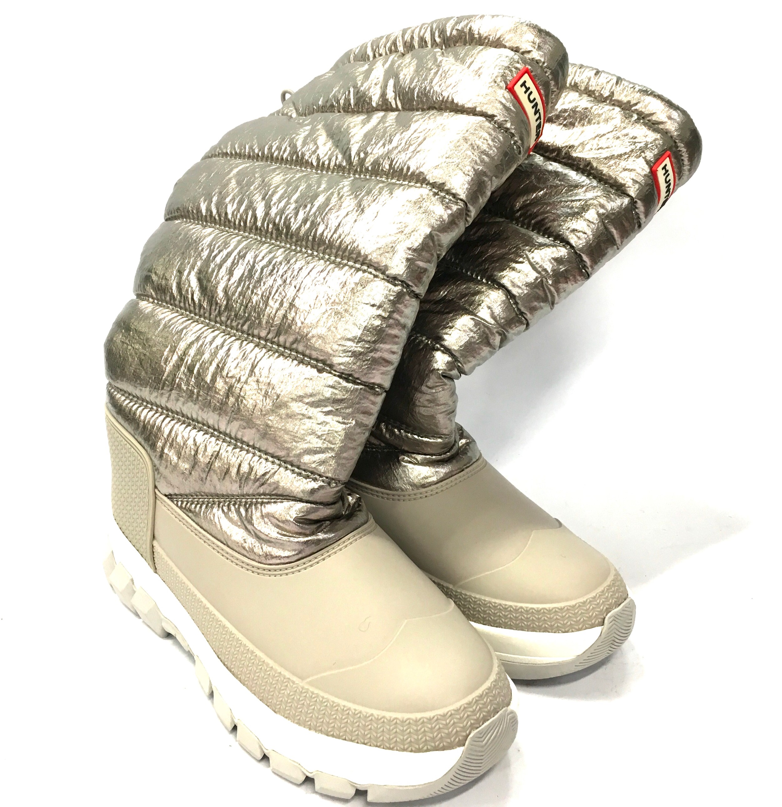 A pair of Hunter snow boots.