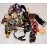 Collection of fashion watches and costume jewellery (54a)