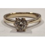 Diamond solitaire approx 0.75ct in 18ct gold ring with certificate and boxed Size J