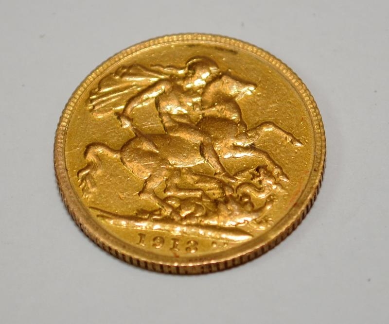 1913 22ct gold Full Sovereign coin (24d) - Image 2 of 2