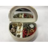 Jewellery box and contents to include silver and watches.(23)