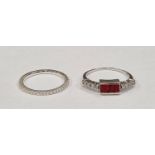 Two Art Deco designed gemset 925 silver rings sizes R 1/2 & O (TR17).