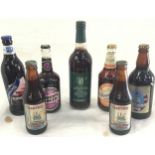 Vintage bottles of alcohol. 7 bottles in total to include mulled punch, ales and beers.