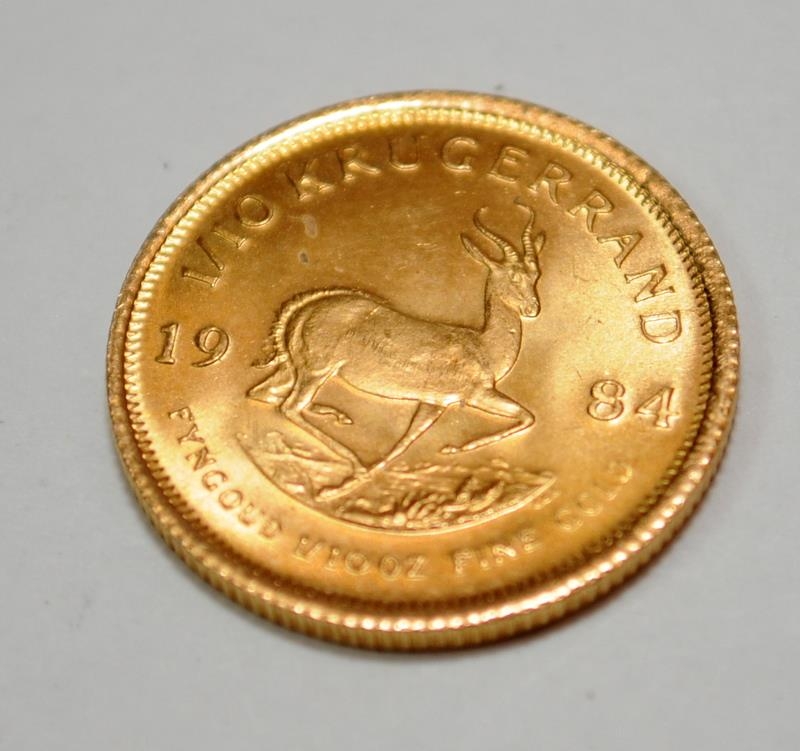 1984 22ct gold 1/10 Krugerrand coin (24a) - Image 2 of 2