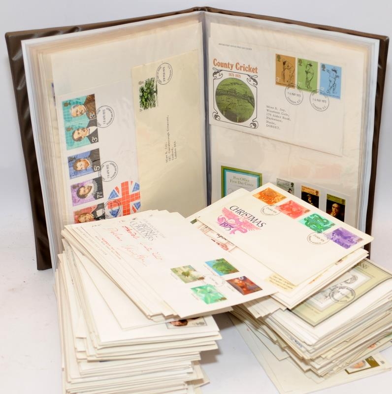 Large collection of First Day Covers, loose and in an album. Dating from late 60's onwards