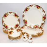 Royal Albert Old Country Roses dinner service comprising six each of 26cms dinner plates, 21cms side