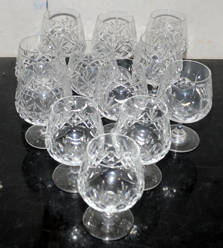 Large collection of cut glass lead crystal dessert wine and brandy glasses. Total 26 in lot - Image 2 of 3