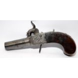 Antique early 19th century pocket flintlock single shot pistol by renowned gunsmith H Nock in