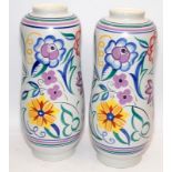 Pair of large Poole Pottery peanut vases in the CS pattern. 34cms tall