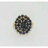 18ct gold ladies antique set Garnet cluster ring size N