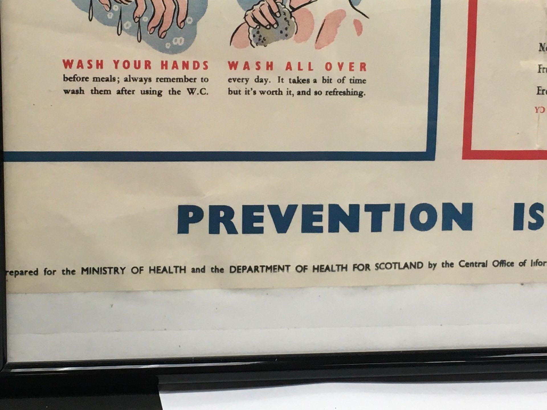 Vintage mid 20th century framed 1940's/1950's "The Seven Rules of Health" poster 101x71cm. - Image 4 of 6