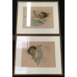 Pair of framed and glazed Bessie Pease Gutmann baby pictures each measuring 54x46cm.
