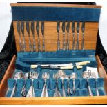 Vintage Arthur Price canteen of cutlery in an attractive teak case (some omissions)