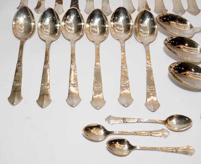 Superb antique .830 Danish silver: Copenhagen three towers assay mark 48 piece 6 place settings - Image 5 of 7