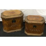 A set of two graduated decorative storage boxes the largest measuring 46x56x46cm.