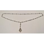 Superb Art Deco inspired CZ W/G on 925 silver necklace.