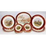 Lightwood & Son dinner service featuring winter game birds, consisting of 8 x 23cms plates and 8 x