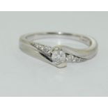 9ct white gold ladies diamond ring h/m for 0.33ct size S