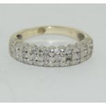 18ct white gold (tested) ladies diamond bar ring approx 0.33ct size N