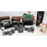 Collection of vintage cameras to include 2 x Olympus Trips