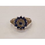 Vintage 1970's syn sapphire gold on silver ring Size N